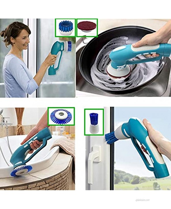 Cordless Electric Scrubber Power Spin Scrubber Handheld Power Scrubber with 4 Spin Scrubber Brushes Heads for Tiles,Showers Bathroom Windows Kitchen {Lightweight and Heavy-Duty
