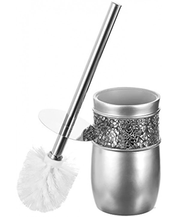 Creative Scents Toilet Brush with Holder Toilet Bowl Cleaner Brush and Holder Good Grip Deep Cleaning Decorative Design Compact Toilet Bowl Scrubber Silver