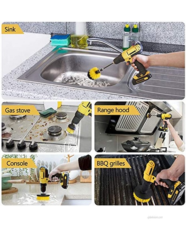 Drill Brush Attachment Set Power Scrubber Brush Cleaning Kit All Purpose Drill Brush with Extend Attachment for Bathroom Surfaces Grout Floor Tub Shower Tile Kitchen and Car