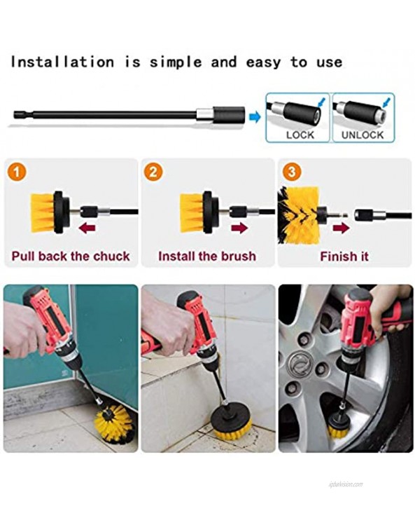 Drill Brush Attachments Set 18 Pieces,Scrub Pads & Sponge,Drill Brush Power Scrubber for Grout Tiles Sinks Bathtub Bathroom Kitchen