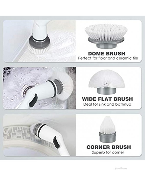 Electric Spin Scrubber 2021 Upgraded 360 Cordless Super Power Brush Floor Scrubber Tub and Tile Scrubber with Adjustable Extension Arm and 3 Replaceable Cleaner Heads for Tub Tile Floor Bathroom