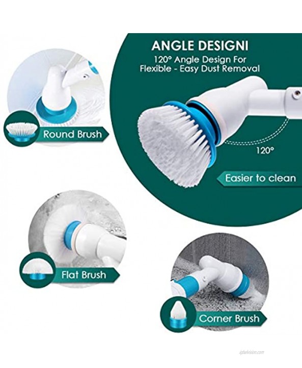 Electric Spin Scrubber 360 Cordless Shower Floor Scrubber Multi-Purpose Power Surface Cleaner with 3 Replaceable Scrubber Brush Heads and 1 Extension Arm for Tub Tile Wall Bathroom