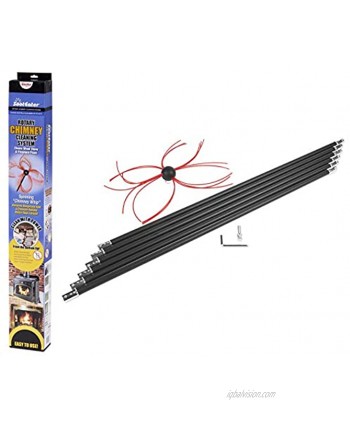 Gardus RCH205-B SootEater Rotary Chimney Cleaning System Cleans Open Chimneys up to 18' with 6 Flexible 3' Rods Includes Trim-to-Fit Spinning Chimney Whip