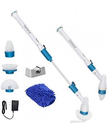 Getace Electric Spin Scrubber,360 Cordless Power Bathroom Scrubber,Super Power Surface Cleaner with 3 Replaceable Brush Heads,Extension Handle for Tub,Tile Floor Wall,Shower Bathtub and Kitchen