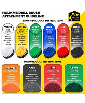 Holikme 22Piece Drill Brush Attachments Set,Scrub Pads & Sponge Power Scrubber Brush with Extend Long Attachment All Purpose Clean for Grout Tiles Sinks Bathtub Bathroom Kitchen