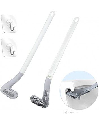 Homgaty 2 Pack Toilet Brush Flexible Silicone Toilet Bowl Cleaner Brush with Non-Slip Long Handle Bendable Golf Head Toilet Brushes for Bathroom Deep Cleaning