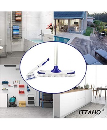 ITTAHO Scrub Brush with Long Handle,Grout Cleaner Brush and Small Cleaning Brush Set for Scrubbing Tile Marble Stone Bathroom Patio Garage Deck Brush Cleaning