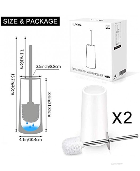 IXO Toilet Brush and Holder 2 Pack Toilet Brush with 304 Stainless Steel Long Handle Toilet Bowl Brush for Bathroom Toilet-Ergonomic Elegant,Durable