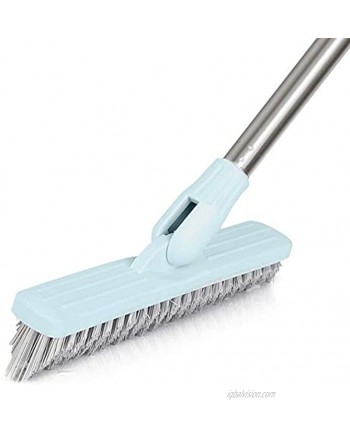 LandHope Tile Grout Brush Crevice Floor Scrub Brush 120°Rotatable Bathtub Clean Tool 9.06inches Wide 35.43inches Long Handle Grout Scrubber Indoor Kitchen Push Broom for Hard to Reach Areas