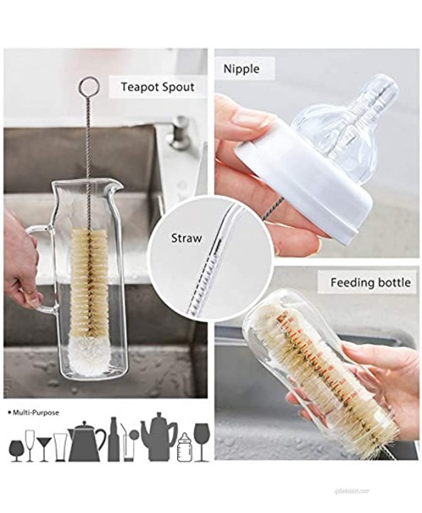 MASTERTOP 9 Pieces Bottle Brush Set Long Water Bottle and Straw Brush Cleaner BPA Free Bottle Cleaner Brush for Straws Baby Bottle Pipes Coffee Grinder Teapot Narrow Neck Wide Mouth Water Bottles