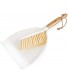 mDesign Hand Held Dustpan and Brush Set Angled Brush Head Long Bamboo Wood Handle with Hanging Loop for Household Cleaning Kitchen Garage Bathroom Laundry or Utility Room White Natural