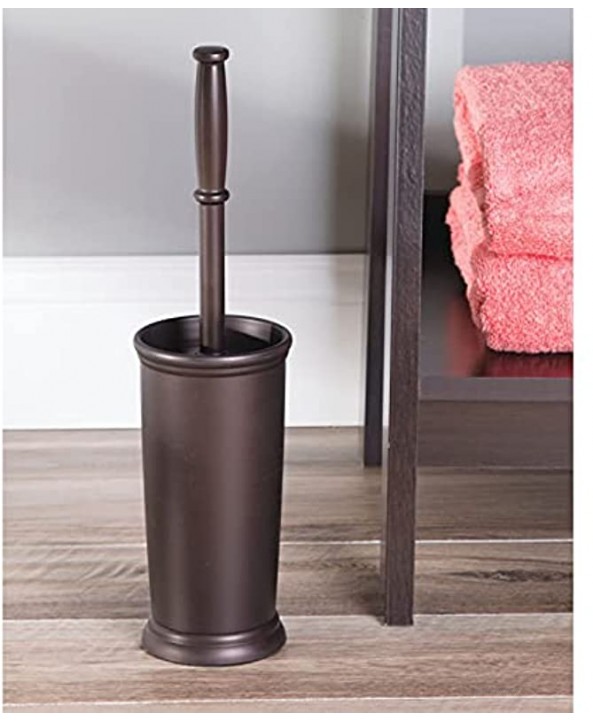 mDesign Modern Compact Plastic Toilet Bowl Brush and Plunger Combo for Bathroom Storage and Organization Sturdy Heavy Duty Deep Cleaning Set of 2 Bronze