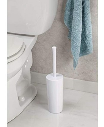 mDesign Slim Compact Modern Plastic Toilet Bowl Brush and Holder for Bathroom Storage Sturdy Deep Cleaning White