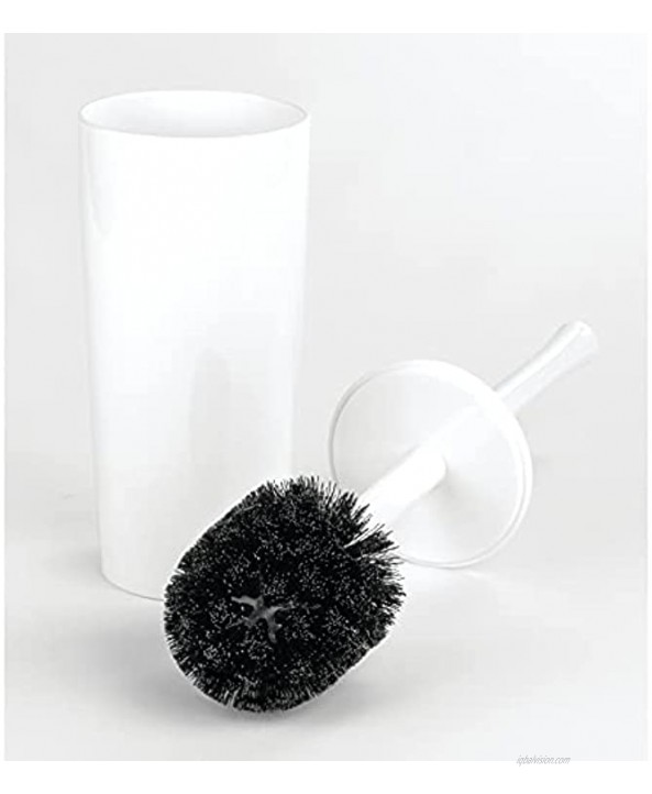 mDesign Slim Compact Modern Plastic Toilet Bowl Brush and Holder for Bathroom Storage Sturdy Deep Cleaning White