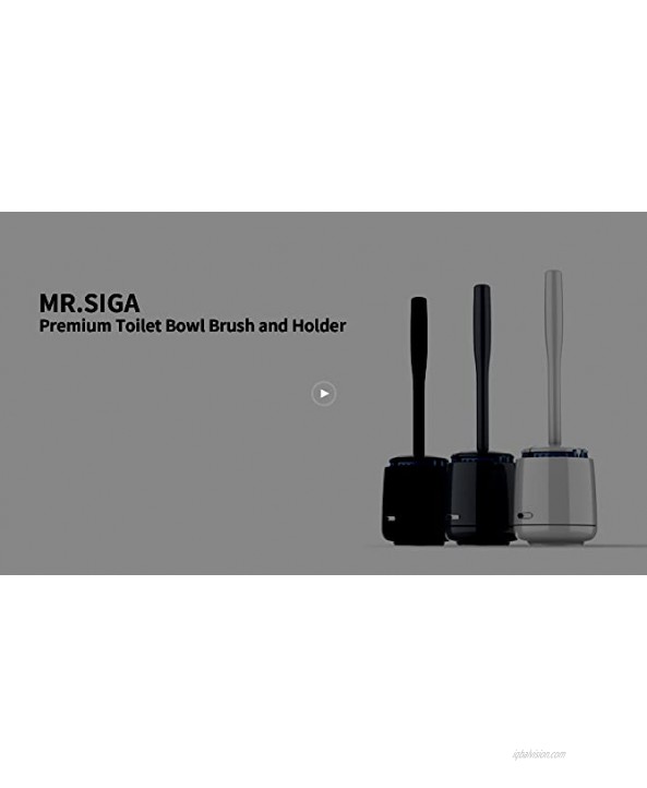 MR.SIGA Toilet Bowl Brush and Holder Premium Quality with Solid Handle and Durable Bristles for Bathroom Cleaning Black 1 Pack