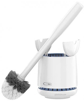 MR.SIGA Toilet Bowl Brush and Holder Premium Quality with Solid Handle and Durable Bristles for Bathroom Cleaning White 1 Pack