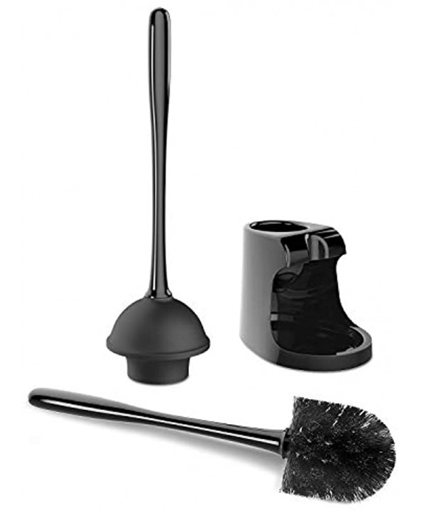 MR.SIGA Toilet Plunger and Bowl Brush Combo for Bathroom Cleaning Black 2 Sets