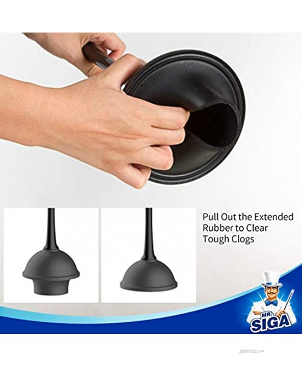 MR.SIGA Toilet Plunger and Bowl Brush Combo for Bathroom Cleaning Black 2 Sets