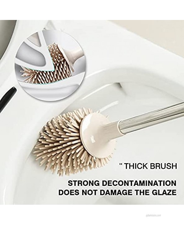 Silicone Flex Toilet Brush and Holder 2 Pack Bristles,Wall Mounted Toilet Bowl Brush with Long Handle for Bathroom Storage Pratical Durable Easy to Clean Toilet Corner