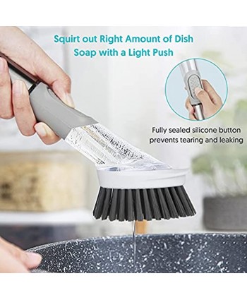 Soap Dispensing Dish Brush Set FORSPEEDER Kitchen Brush with Stand 3 Brush Replacement Heads Stainless Steel Handle Dish Wand Scrub Brush for Dishes Sink Pot Pan Cleaning