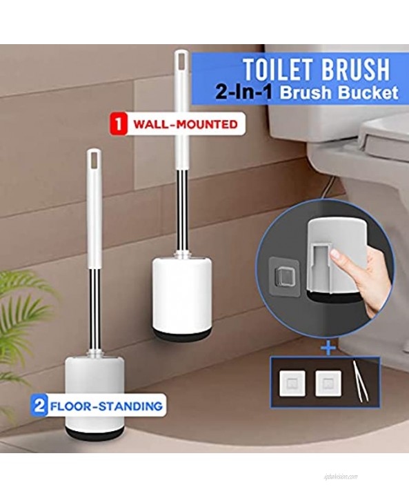 Toilet Bowl Brush and Holder Set for Bathroom,Toilet Brush Holder for Bathroom【Flexbile & Wall Mounted】2 Pack