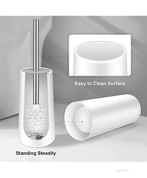 Toilet Brush and Holder Toilet Bowl Brush with Stainless Steel Handle Durable Bristles Hidden Toilet Scrubber for Toilet Cleaning