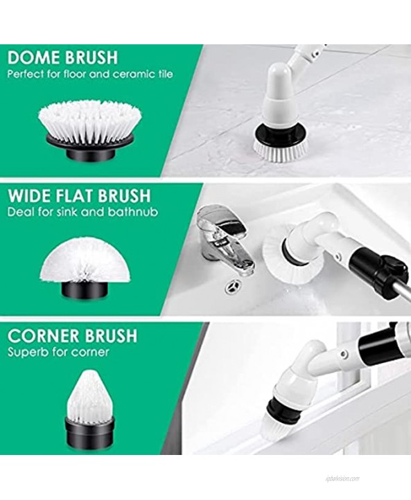 Warmhoming Spin Scrubber 360-degree Cordless Electric Rotary Scrubber Surface Cleaner with 3 Replaceable Brush Heads 1 Extension Arm and 1 Adapter for Tubs Kitchens Bathrooms Tiles Swimming Pool