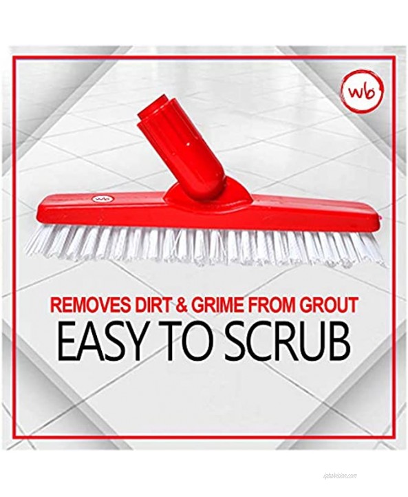 World's Best Grout Brush with Double Wall Metal Thickness Telescopic Pole | Heavy Duty Stiff Bristled V Shape Grout Cleaner Brush Perfect for Kitchen Shower Tub Tile Surfaces | Save Your Back & Knees