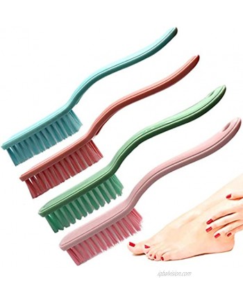 Xjinmin Nail Brush Foot Brush Curved Handle Grip Hand Fingernail Scrub Brush Home Laundry Cleaning Shoes Clothes Toes Nails Feet Scrubber,4 PCS
