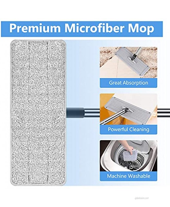 Aifacay Flat Mop and Bucket Floor Cleaning System 8 Microfiber Refills Hands-Free Wringing Mop 57 Inch Handle for Hardwood Laminate Floors