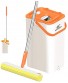 LEARJA Sponge Mop Premium PVA Mop Hands-Free Washing Professional Mops Floor Cleaning Upgrade Squeeze Mop and Bucket with Wringer Set for Hardwood Laminate1 Orange Bucket + 1 Yellow Mop Head