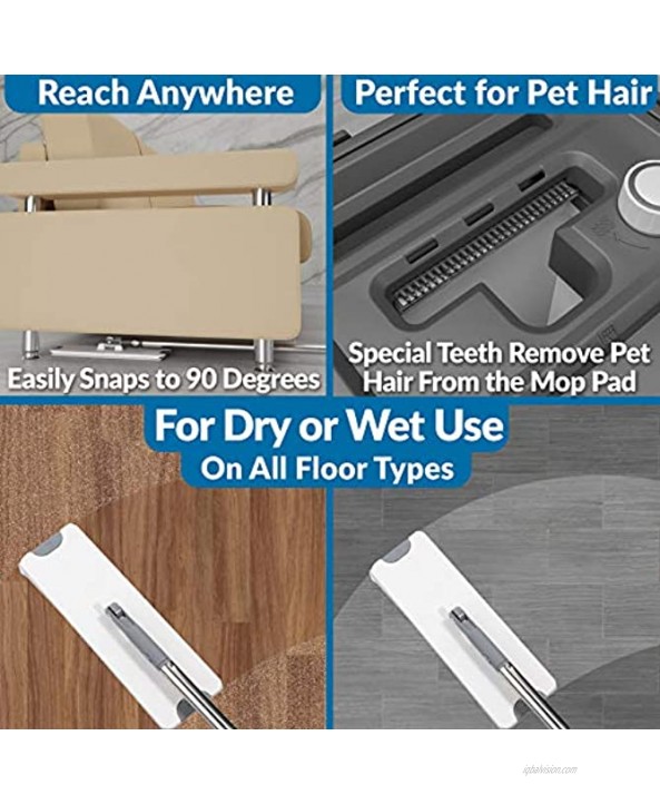 X3 Flat Floor Mop and Bucket Set Separates Dirty and Clean Water 3-Chamber Design Hands Free Home Floor Cleaning 3 Reusable Microfiber Mop Pads Included