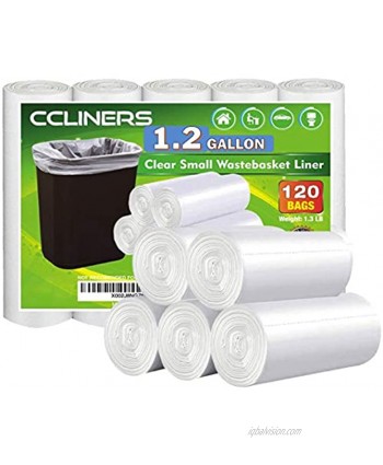1.2 Gallon 120 Clear Small Trash Bags Bathroom 1 Gallon Garbage Bags Plastic Wastebasket Trash Can Liners for Home and Office Bins 120 Count