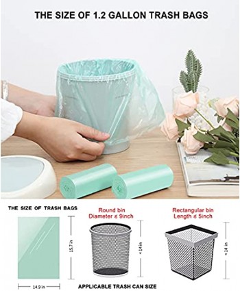 1.2 Gallon Small Trash Bags Garbage Bags AYOTEE Mini Compostable Strong Bathroom Wastebasket Can Liners trash Bags for Home Office Kitchen fit 5 Liter 5L,1 Gal,Green