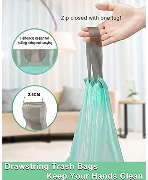1.2 Gallon Trash Can Liners,125 Counts Drawstring Mini Trash Bags Strong Small Compostable Trash Bags Small Bathroom Trash Bags for Home Kitchen Office Fit 4.5-5 Liter Trash Can,1-1.5 Gallon Green