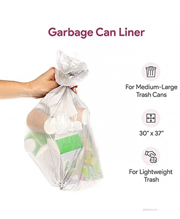 20-30 Gallon Clear Garbage Can Liners 50 Count Medium Large Trash Can Liners High Density Thin Lightweight 10 Microns For Office Home Hospital Wastebaskets 2 Coreless Rolls