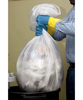 33 Gallon Clear Trash Bags Huge 100 Pack 33" x 39" 1.5 MIL Equivalent CSR Series Heavy Duty Industrial Liners Clear Garbage Bags for Recycling Contractors Storage Outdoor