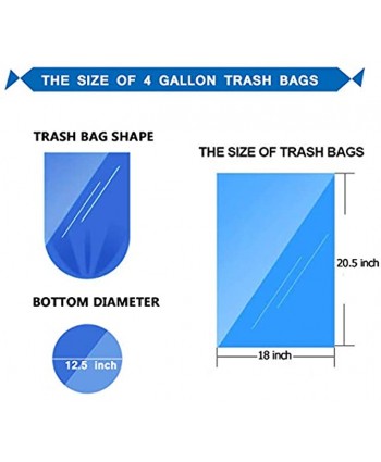 4 Gallon Small Garbage Bags 250 Counts,Trash Bag Bin Liners 15-Liters Bin Bags Wastebasket Bags for home office kitchen Trash Can,Bathroom,Bedroom 5 Color