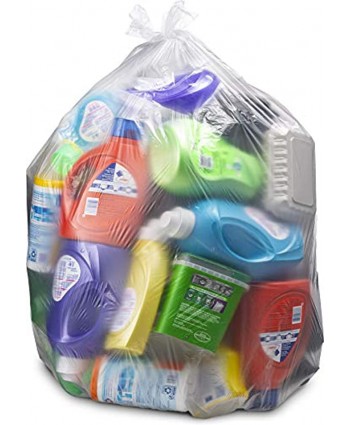 55-60 Gallon Clear Trash Bags 50 Count w Ties Large Clear Plastic Recycling Garbage Bags 38"W x 58"H Clear