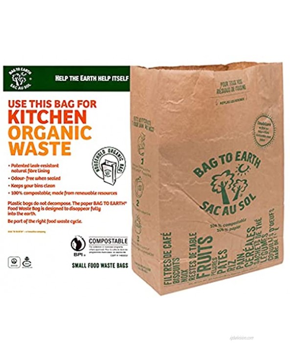 Bag to Earth Kitchen Food Waste Bag -12U- Compostable Bag Leak Resistant Cellulose Liner Small 12 Bags