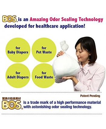 BOS Amazing Odor Sealing Disposable Bags for Diapers Pet Waste or any Sanitary Product Disposal -Durable and Unscented 60 Bags [Size: L Color: White]