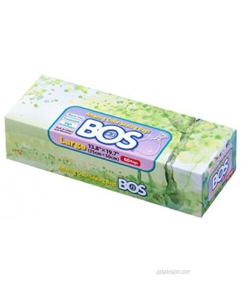 BOS Amazing Odor Sealing Disposable Bags for Diapers Pet Waste or any Sanitary Product Disposal -Durable and Unscented 60 Bags [Size: L Color: White]