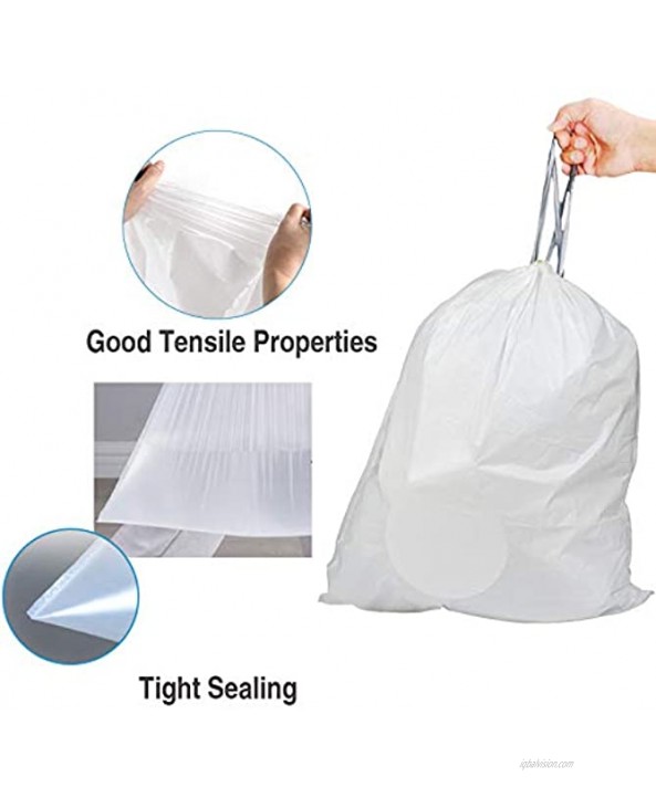 Code M Heavy Duty Trash Bags 50 Count Compatible with simplehuman Code M | White Drawstring Garbage Liners 12 Gallon | 45 Liter
