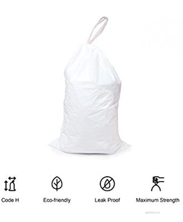 Compatible With Simplehuman Code Q Durable Custom Fit Plastic White Trash Bags w Drawstring 50-65 Liter 13-17 Gallon Trash Cans 2 Refill Rolls of 50 100 Count -Heavy Duty Kitchen Garbage Bags