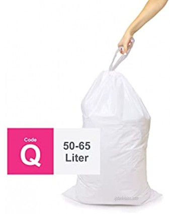 Compatible With Simplehuman Code Q Durable Custom Fit Plastic White Trash Bags w  Drawstring 50-65 Liter  13-17 Gallon Trash Cans 2 Refill Rolls of 50 100 Count -Heavy Duty Kitchen Garbage Bags