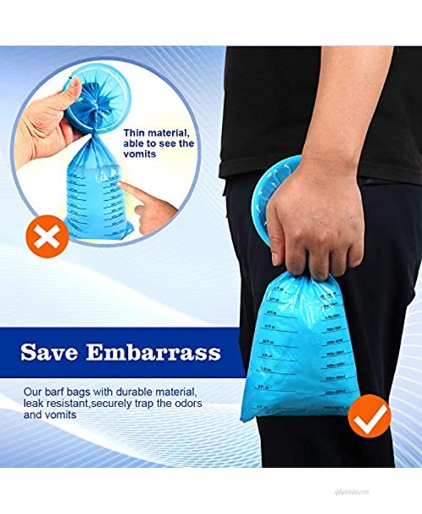 Emesis Bags YGDZ 30 Pack Disposable Vomit Bags Blue Barf Bags Aircraft Car Throw Up Nausea Bags for Travel Motion