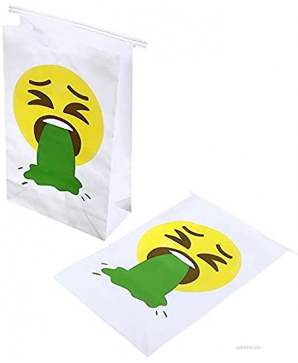 Emoji Barf Bags for Motion Sickness Vomit Puke Throw Up 6 x 9.7 x 2.6 In 50 Pack