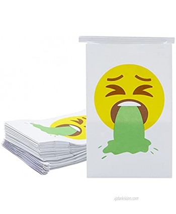Emoji Barf Bags for Motion Sickness Vomit Puke Throw Up 6 x 9.7 x 2.6 In 50 Pack