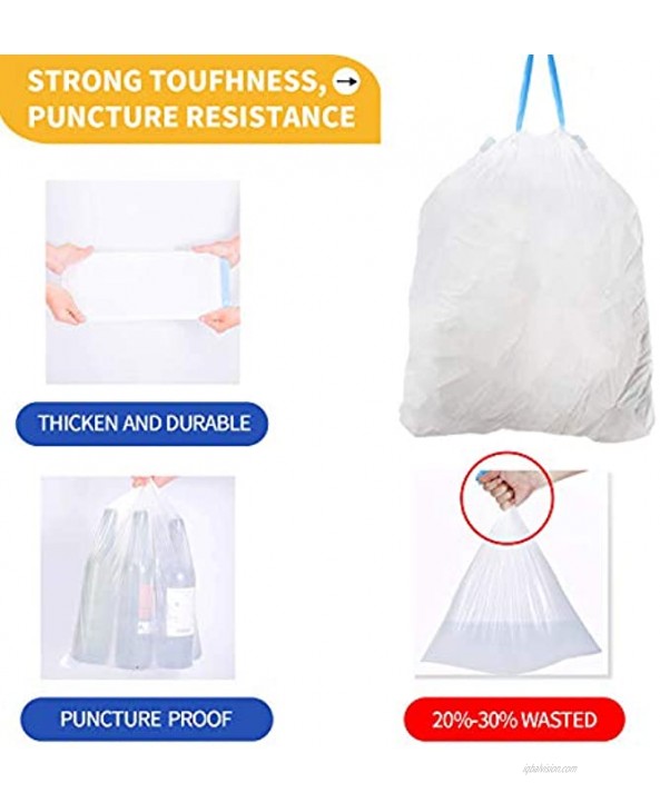 Favored 4 Gallon Trash Bags,Garbage Bags Tall Strong Super-Thickened Drawstring Solid Small Trash Bags,Garbage Bags for Kitchen,Bathroom Bedroom Home Office Trash Cans 4 Gallon 48 Count-white