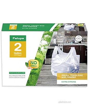 Feiupe Clear Trash Bag with Handle Small Garbage Bag Trash Can Liner,2 Gallon,120 Counts 2 Gallon